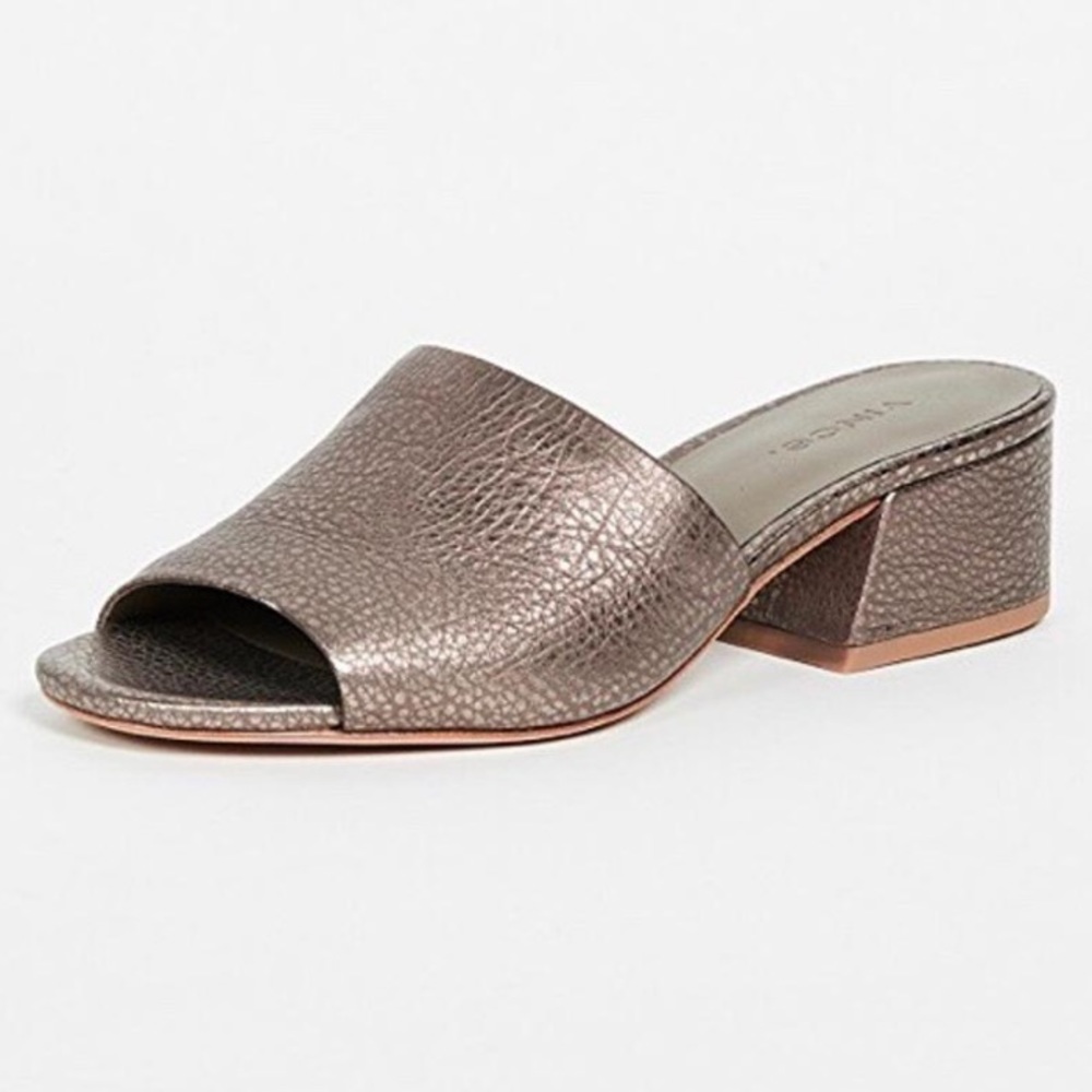 Vince Karissa Metallic Leather Mule Slide Sandals
